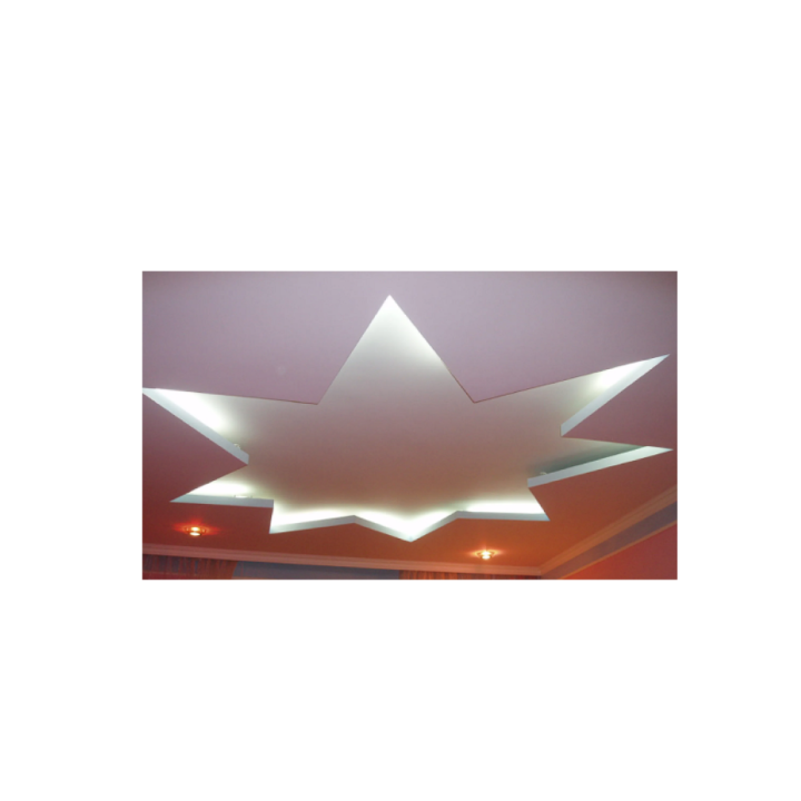 Устройство подвесного потолка из гипсокартона в одной плоскости в два слоя